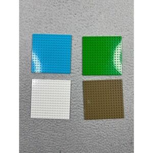 LEGO Building Plates Lot 4 Square 16x16 Baseplates Blue Green White Tan